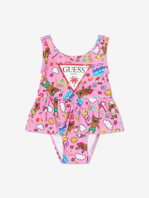 Guess Baby Girls Animal Print Swimsuit in Pink