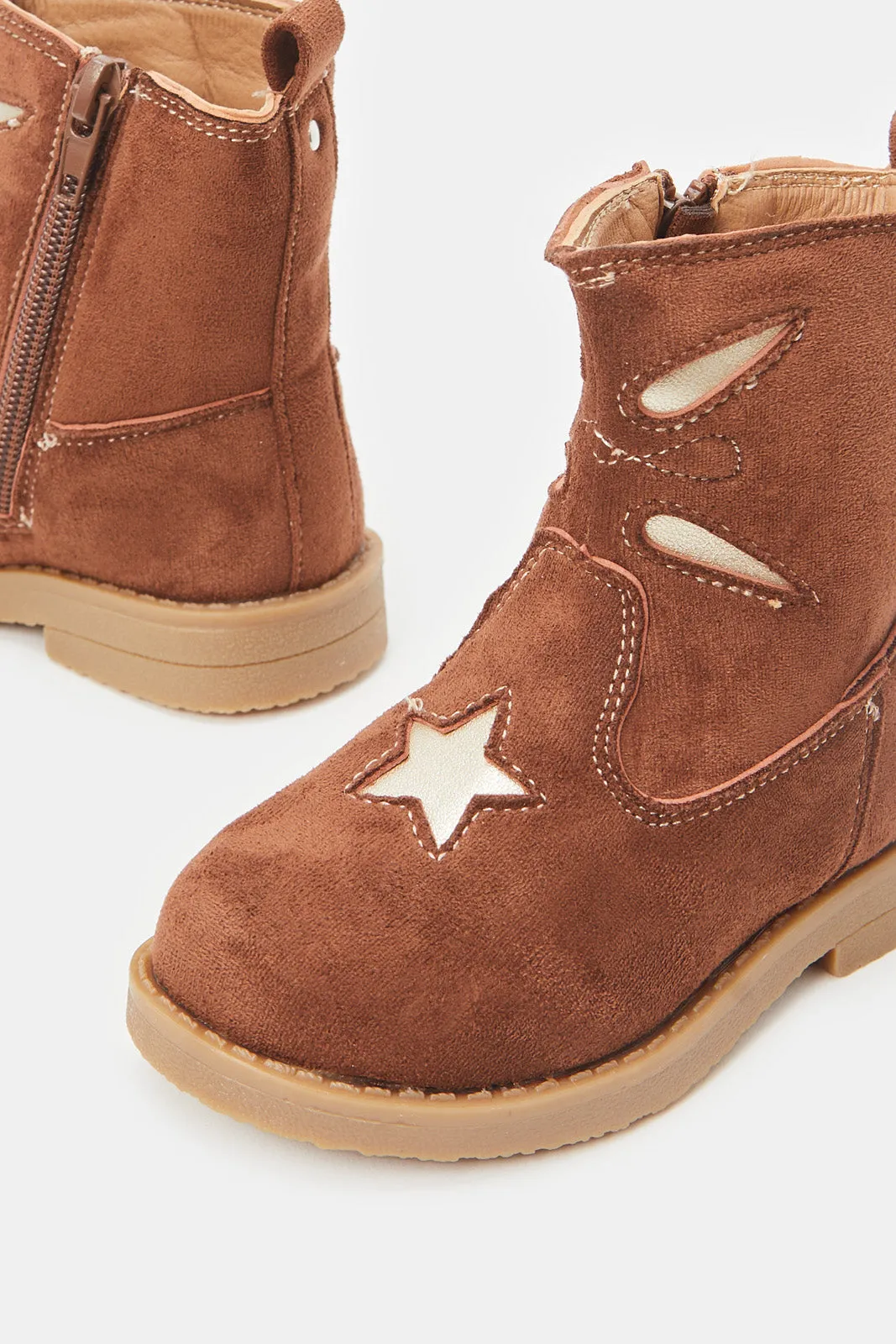 Infant Girls Brown Suede Ankle Boots