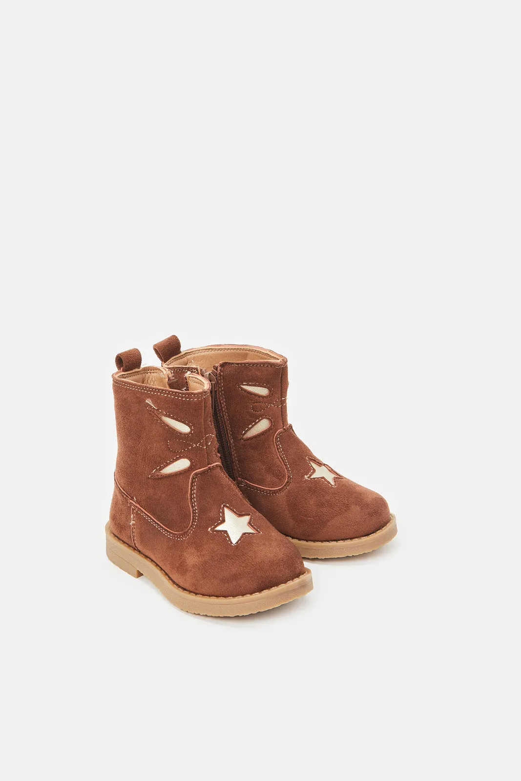 Infant Girls Brown Suede Ankle Boots