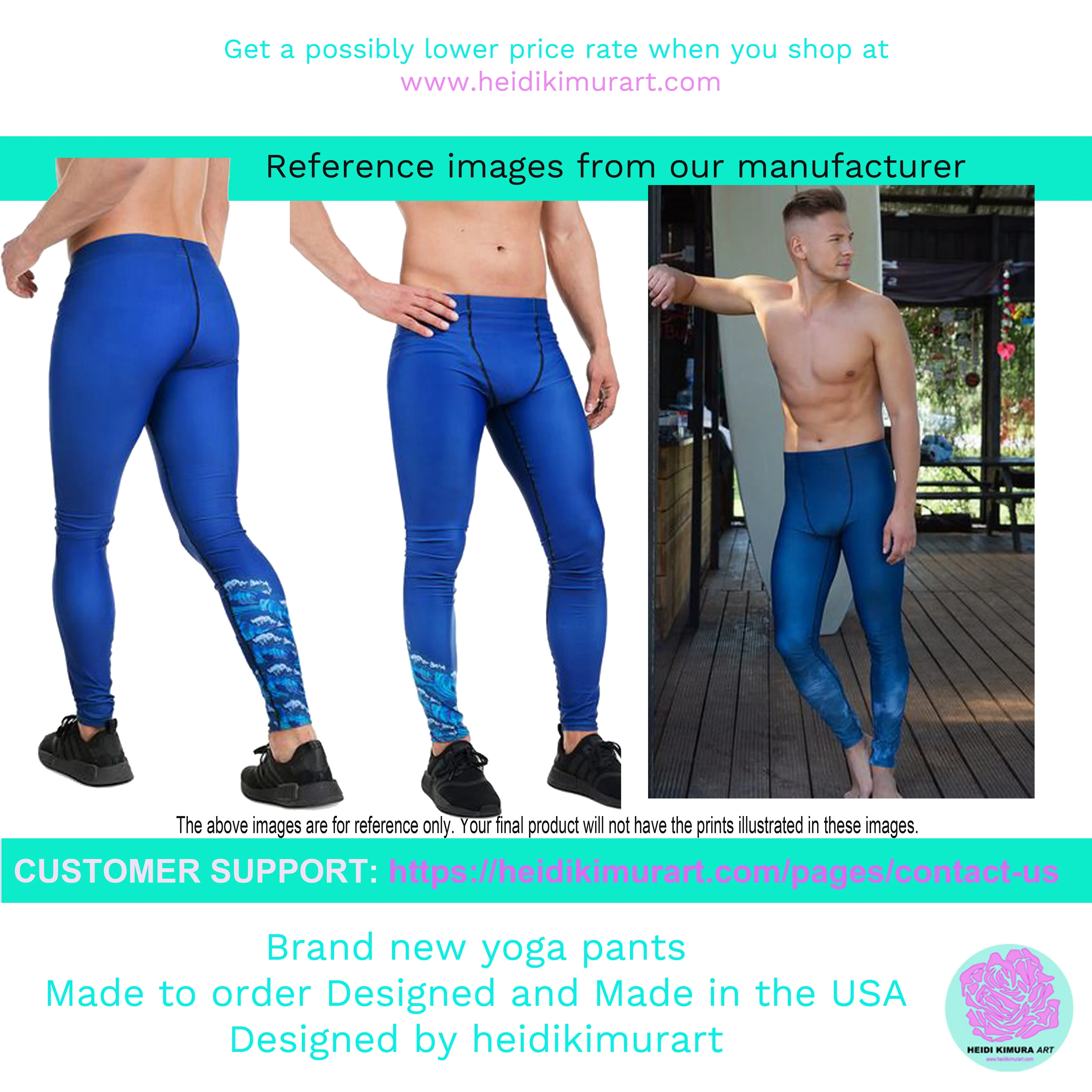 Light Blue Leopard Men's Leggings, Animal Print Meggings Compression Tights-Made in USA/EU