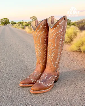 LIGHT BROWN | WOMEN TALL COWBOY BOOTS