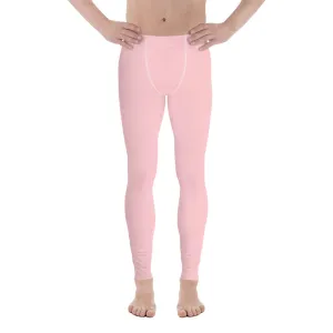 Light Pink Men's Leggings, Modern Pastel Solid Color Best Minimalist Gay Friendly Meggings-Made in USA/EU/MX