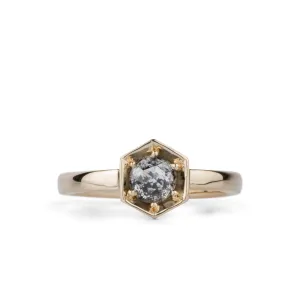 Lofted Issa Ring with Salt and Pepper Rose Cut Diamond