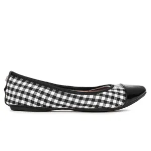 LOTTIE Ballet Flat Shoes - Black/White Check