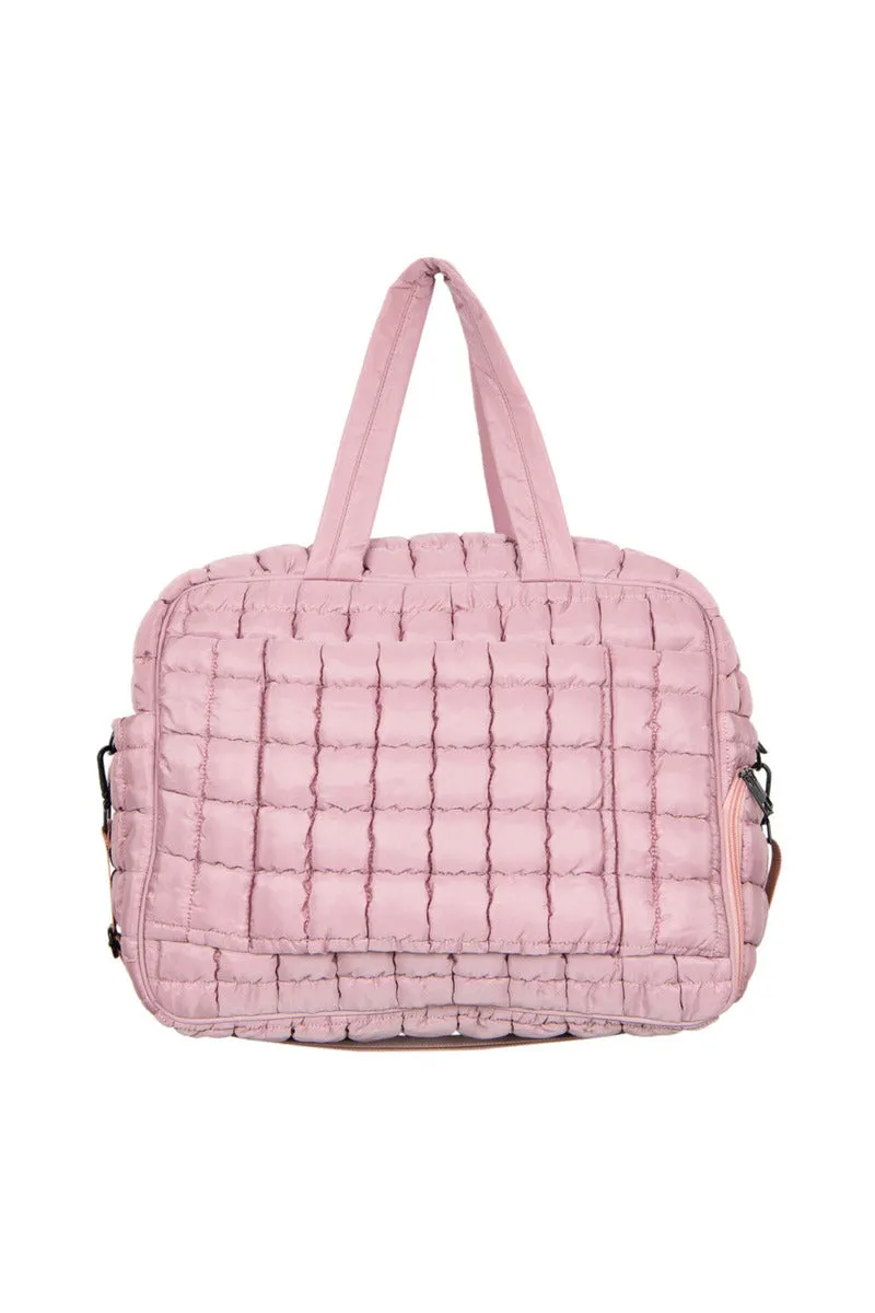 Mauve Quilted Weekend Duffel Bag w/ Pass-Thru Slip