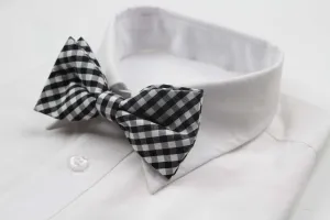 Mens Black & White Checkered Cotton Bow Tie