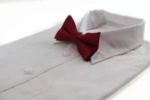 Mens Dark Red & Black Polka Dot Pattern Bow Tie