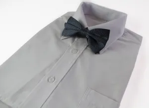 Mens Gunmetal Disco Shine Checkered Patterned Bow Tie