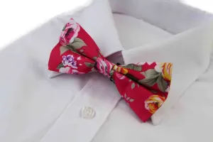 Mens Hot Pink Floral Patterned Bow Tie