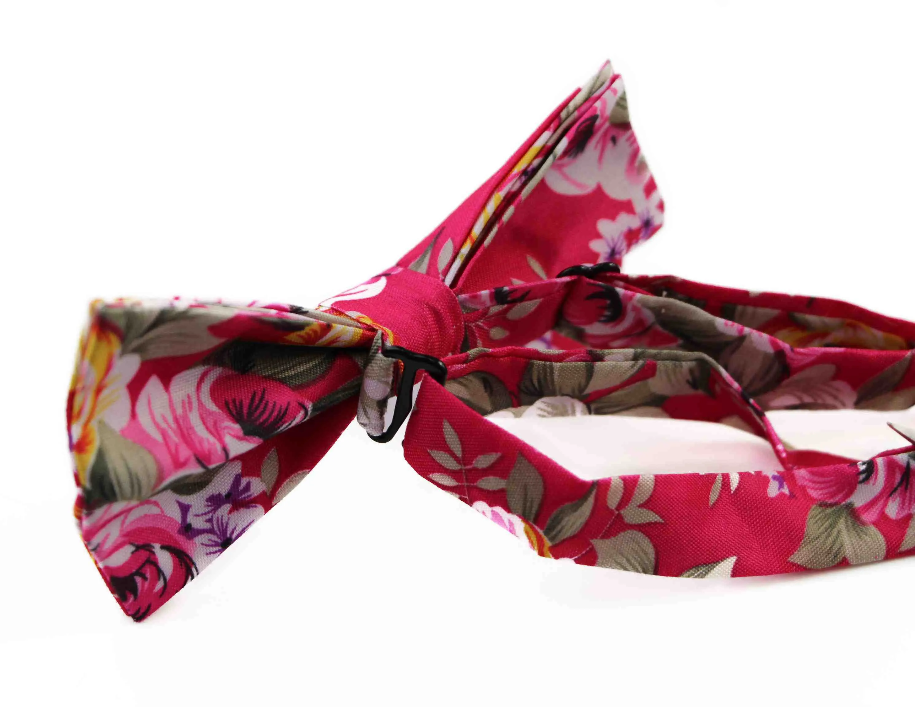 Mens Hot Pink Floral Patterned Bow Tie