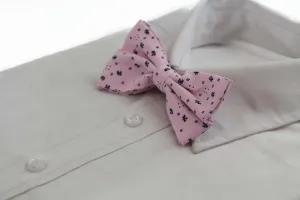 Mens Light Pink Preppy Leaf & Dots Patterned Cotton Bow Tie