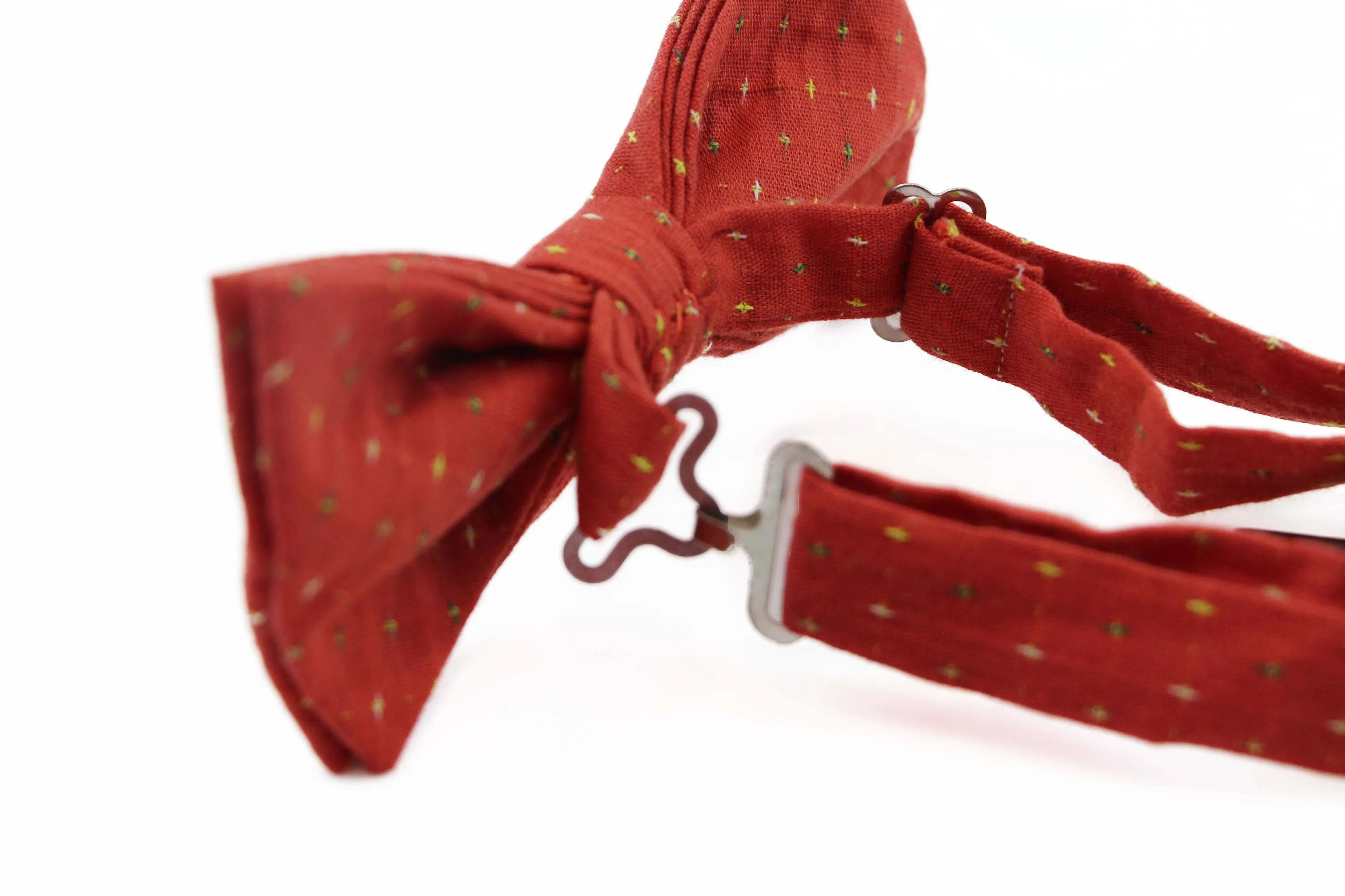 Mens Orange Multicoloured Star Cotton Bow Tie