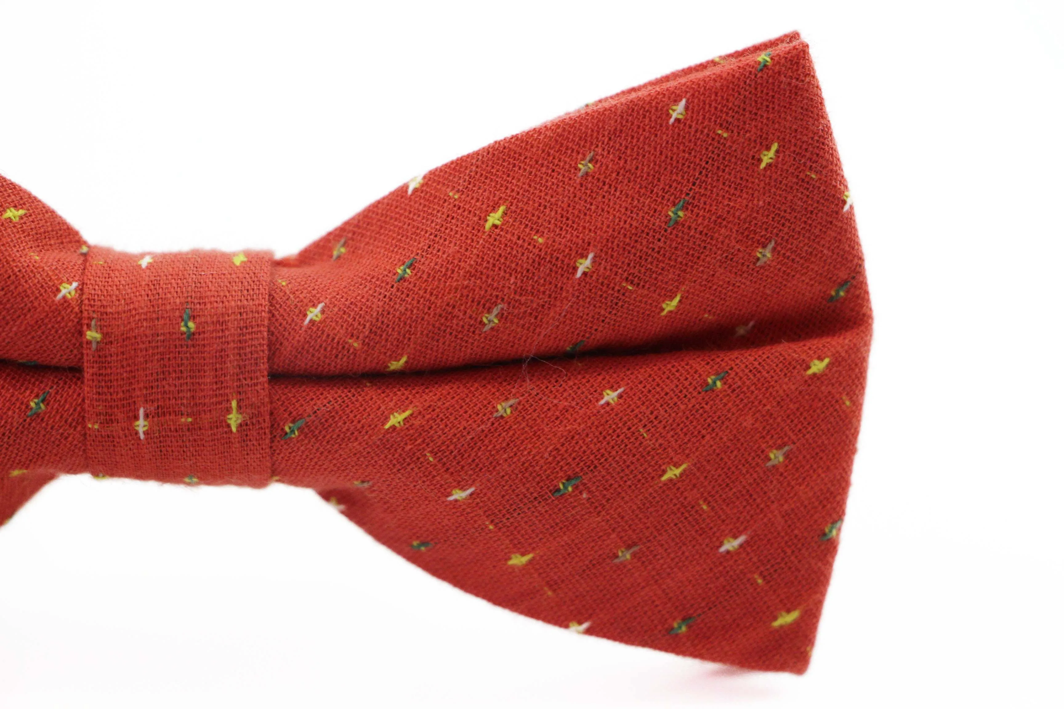 Mens Orange Multicoloured Star Cotton Bow Tie