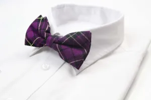 Mens Purple Tarten Patterned Bow Tie With Tinsel