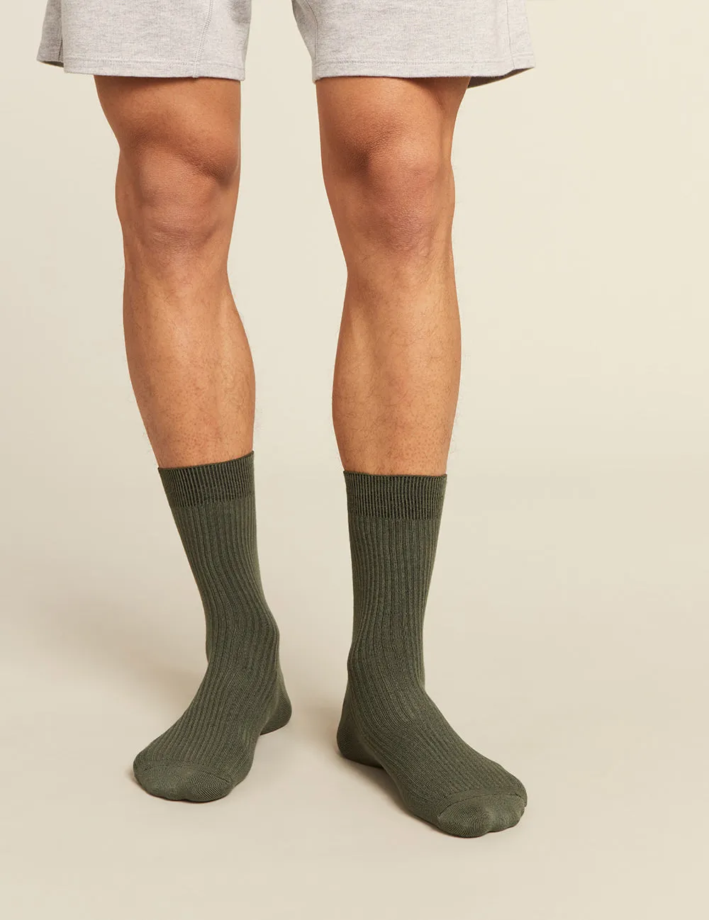 Men's Ribbed Crew Socks - Moss