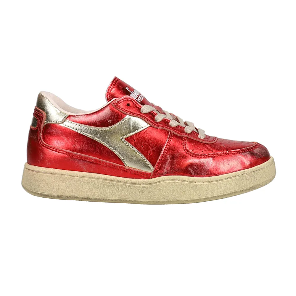 Mi Basket Low Metallic Used Lace Up Sneakers