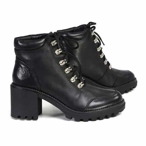 Milwaukee Leather Women's Devine Black Leather Lace to Toe Boots with