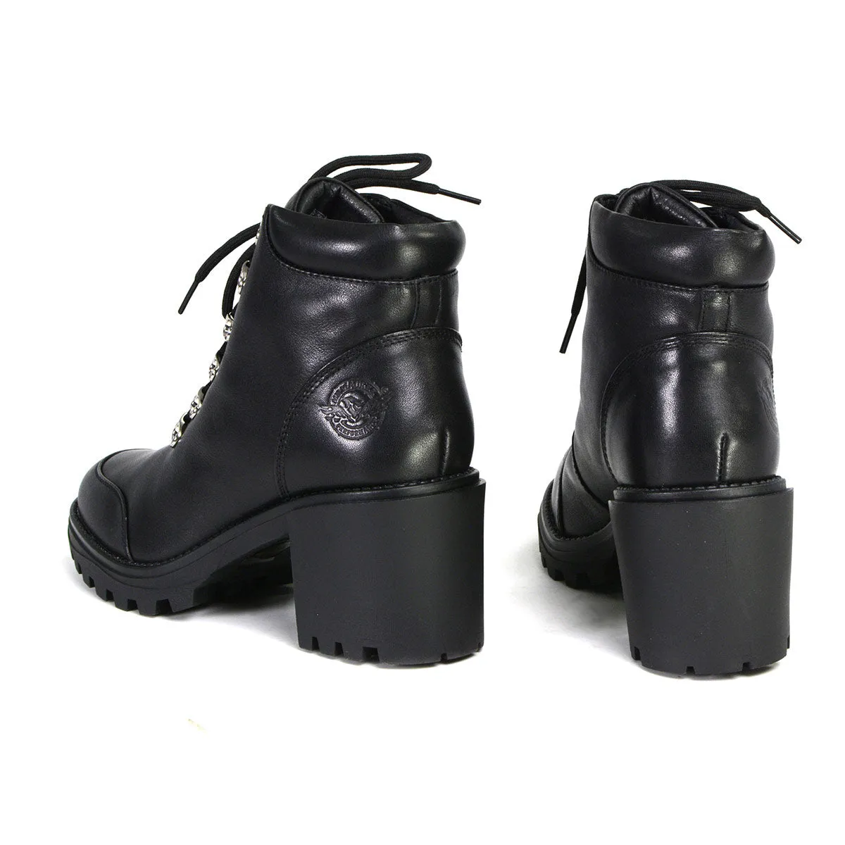 Milwaukee Leather Women's Devine Black Leather Lace to Toe Boots with