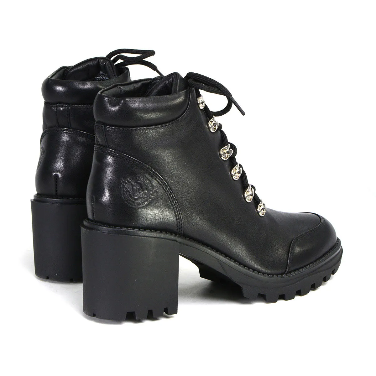 Milwaukee Leather Women's Devine Black Leather Lace to Toe Boots with