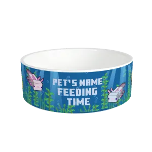 Minecraft Axolotl Feeding Time Personalized Pet Bowl