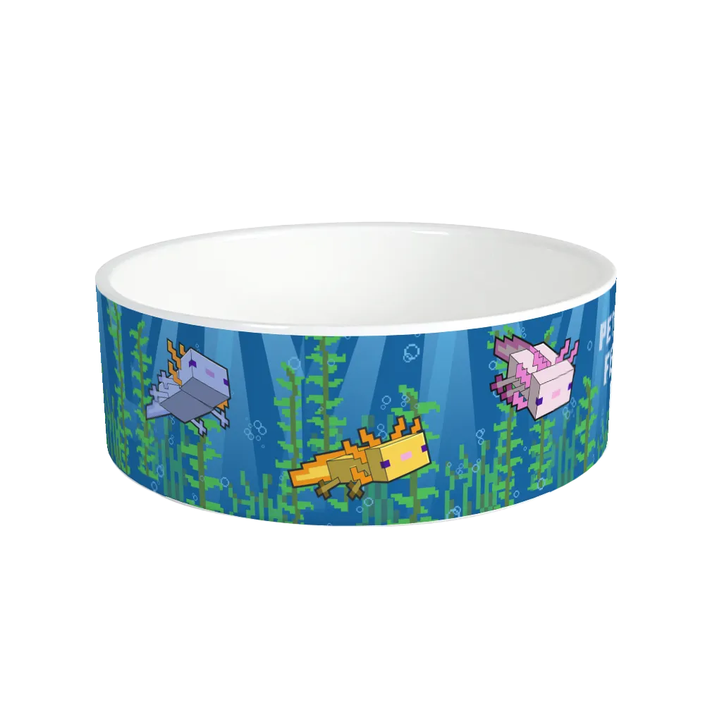 Minecraft Axolotl Feeding Time Personalized Pet Bowl