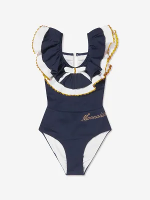 Monnalisa Girls Sailor Swimsuit in Navy