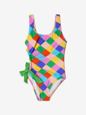 Nessi Byrd Girls Clair Diamond Print Swimsuit in Multicolour