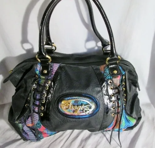 NEW COOGI Duffle Satchel Gym Bag Hip Hop Urban Lace Up Thrasher BLACK Vegan