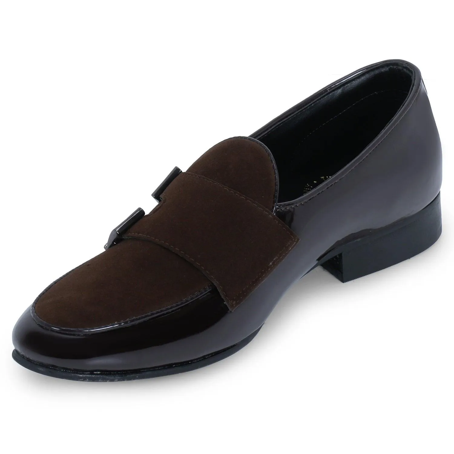 Oban Brown  Patent Double Monk Slip Ons