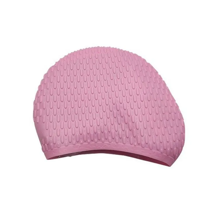 Particles Thickening High Elasticity Non-slip Silicone Swimming Cap(Pink)