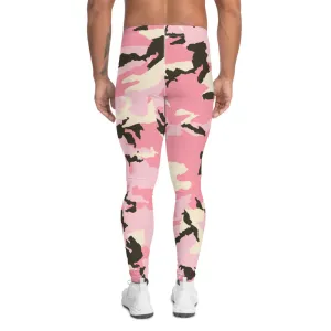 Pink Camo Print Men's Leggings, Camouflage Army Military Print Run Tights-Made in USA/EU