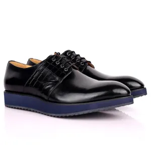 Prad Exquisite Lace Up Designed Black Leather Shoe