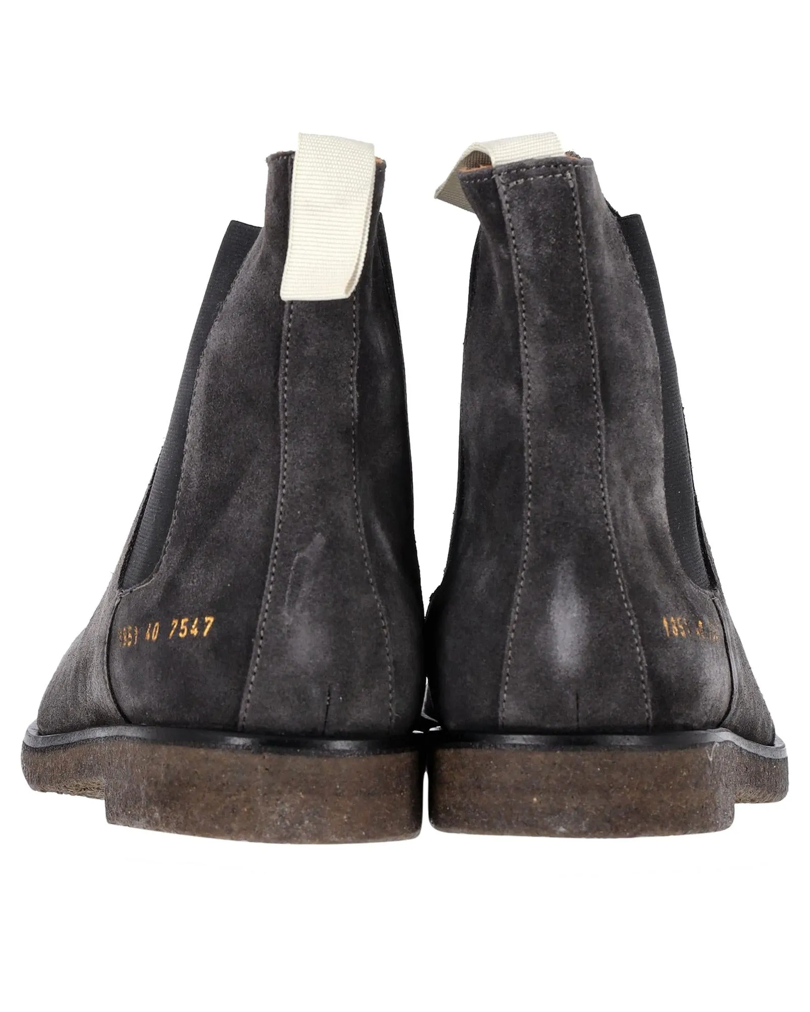 Premium Grey Suede Chelsea Boots with Elasticated Gussets and Gold Debossed Heel Numbers