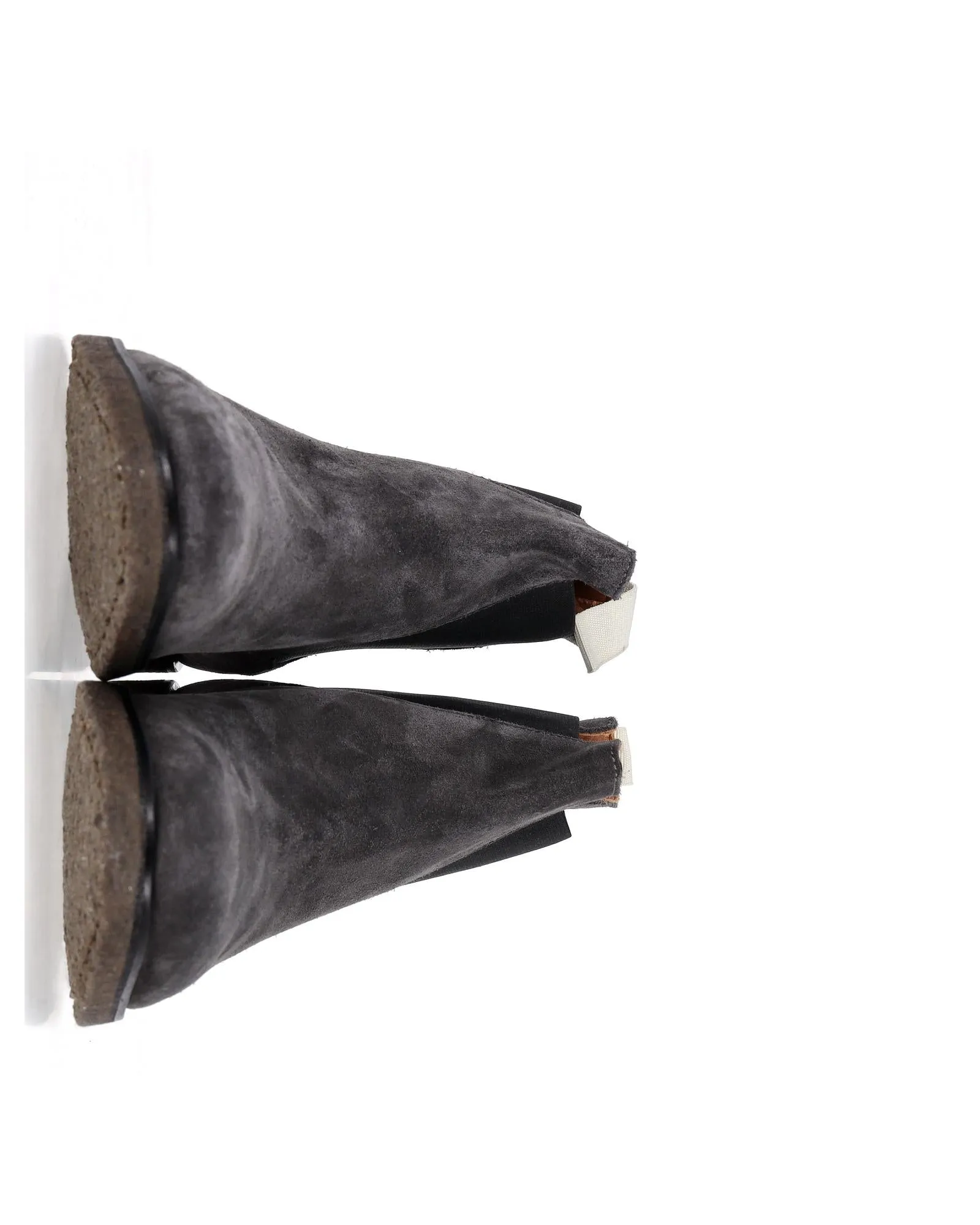 Premium Grey Suede Chelsea Boots with Elasticated Gussets and Gold Debossed Heel Numbers