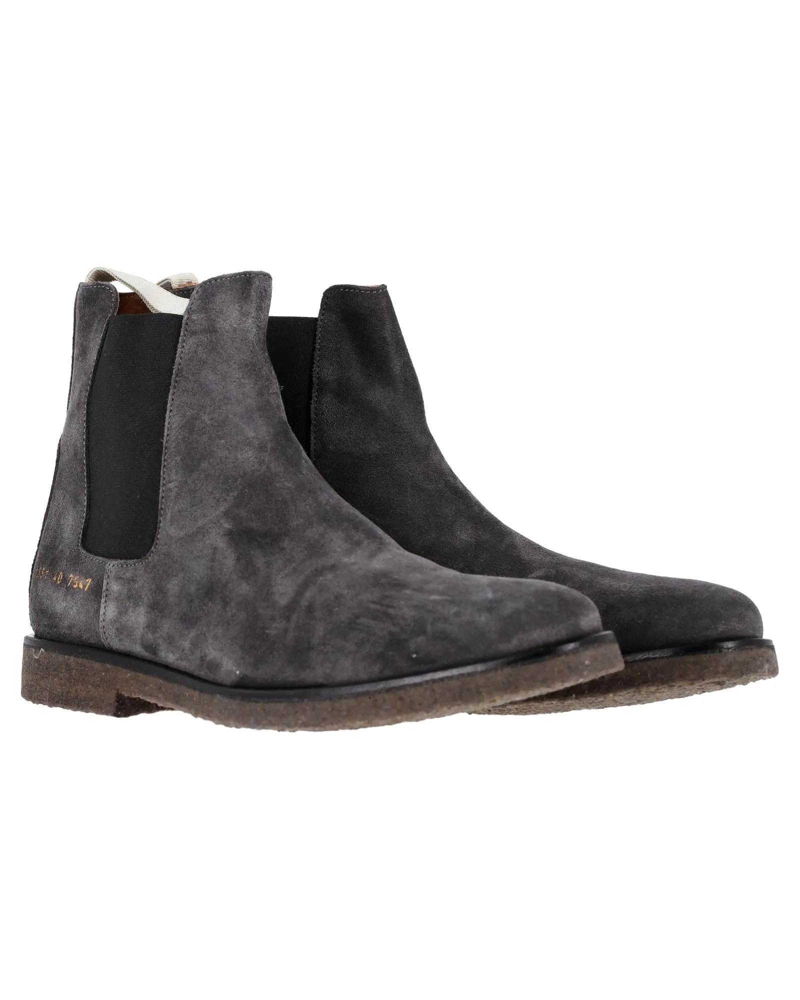 Premium Grey Suede Chelsea Boots with Elasticated Gussets and Gold Debossed Heel Numbers