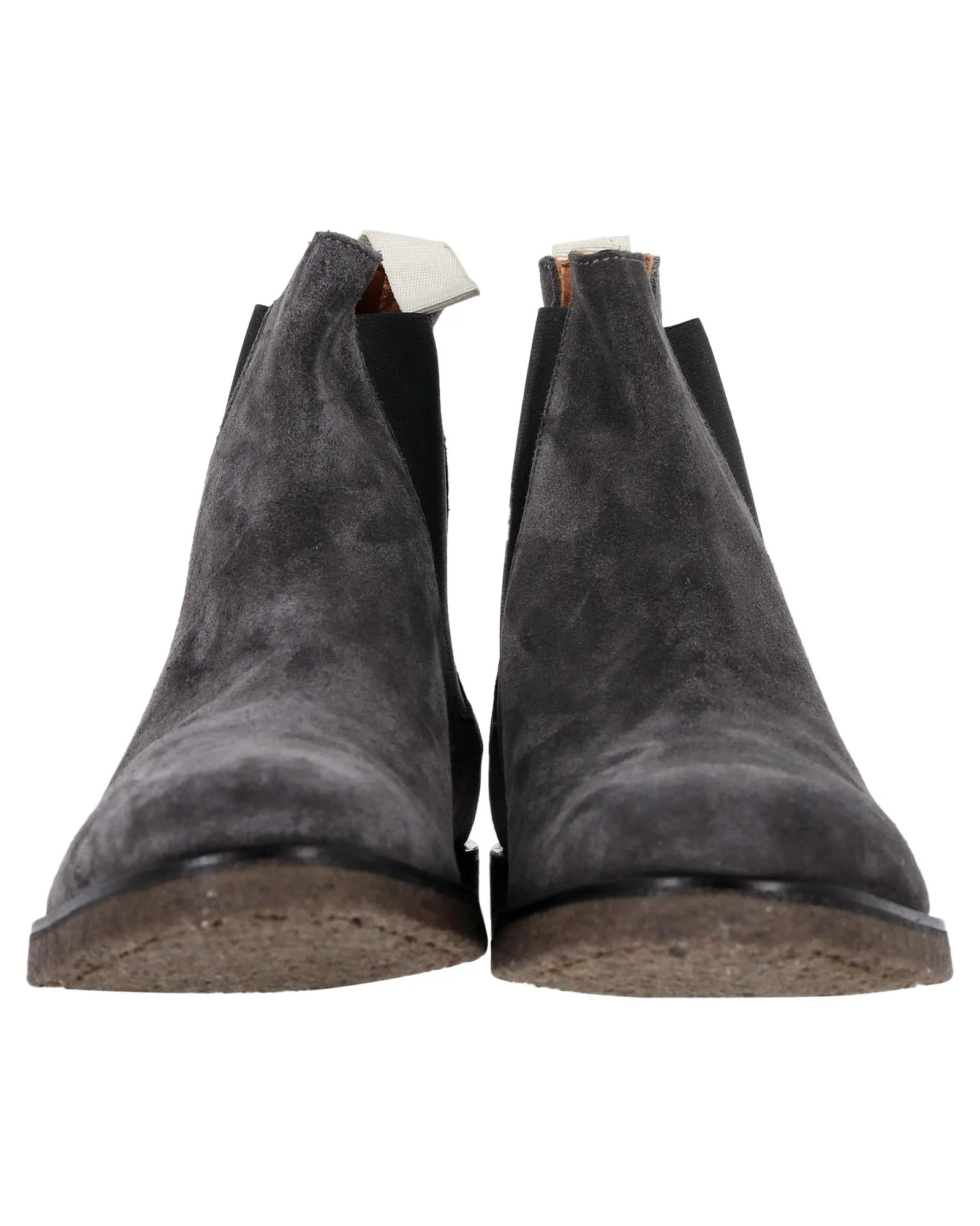 Premium Grey Suede Chelsea Boots with Elasticated Gussets and Gold Debossed Heel Numbers