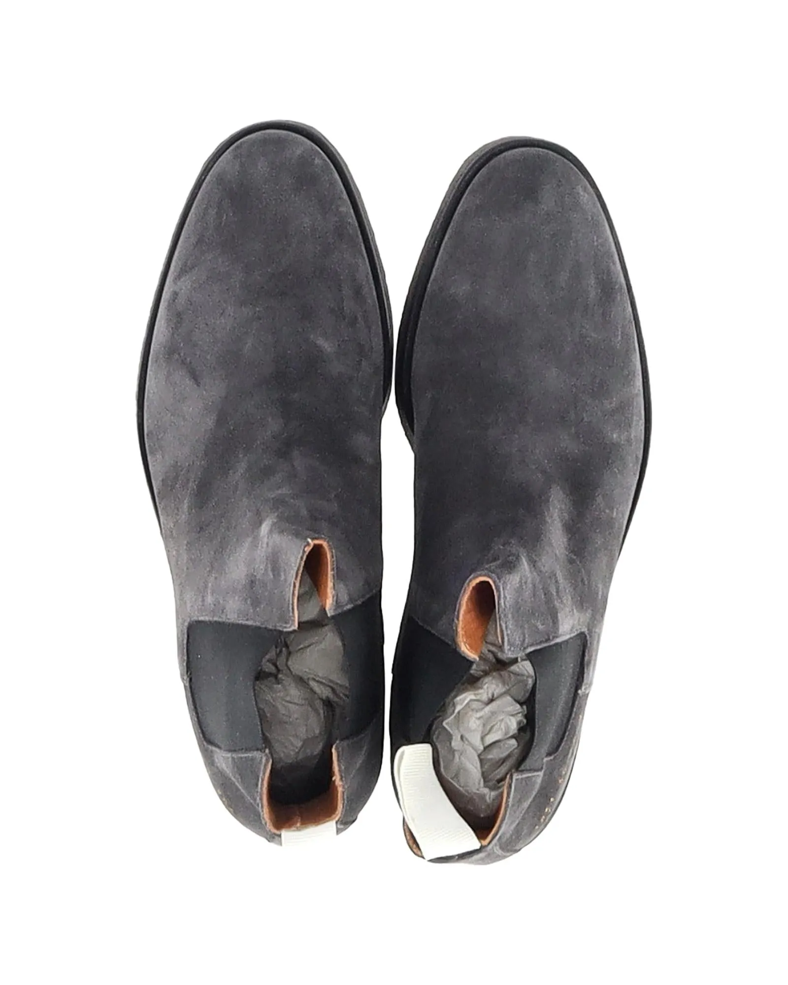 Premium Grey Suede Chelsea Boots with Elasticated Gussets and Gold Debossed Heel Numbers