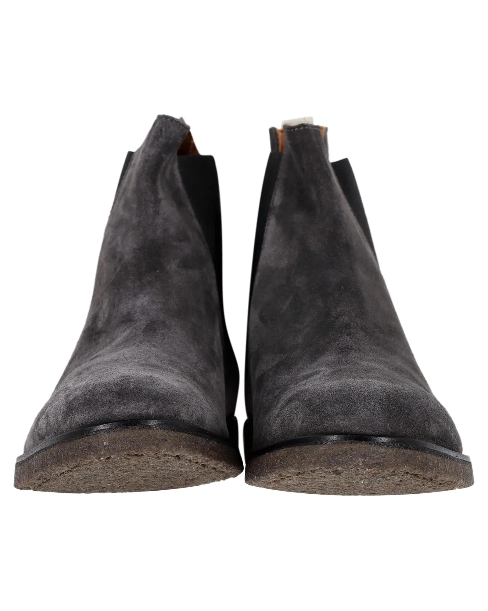 Premium Grey Suede Chelsea Boots with Elasticated Gussets and Gold Debossed Heel Numbers