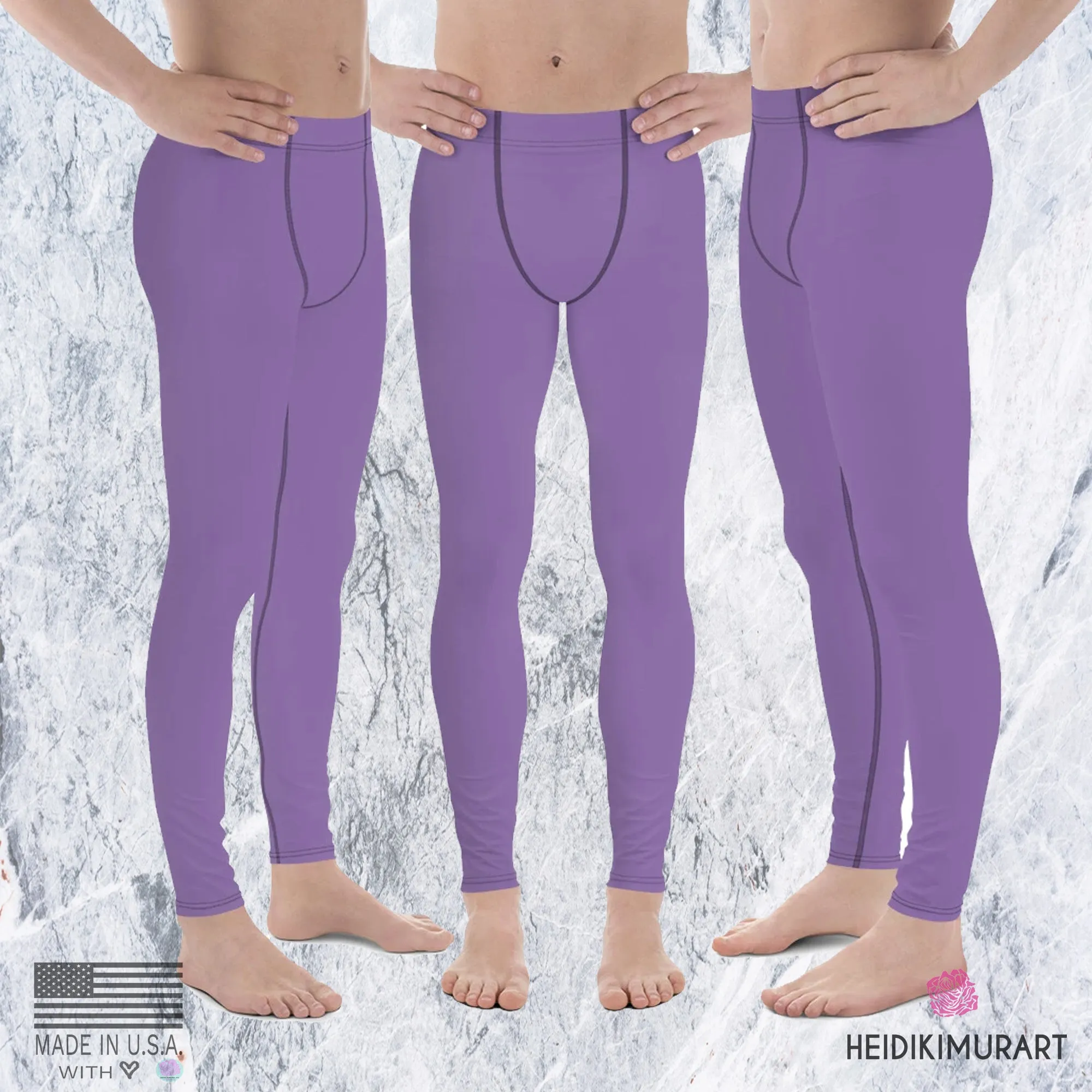 Purple Solid Color Best Meggings, Premium Designer Men's Leggings Men Tights Pants -Made in USA/EU