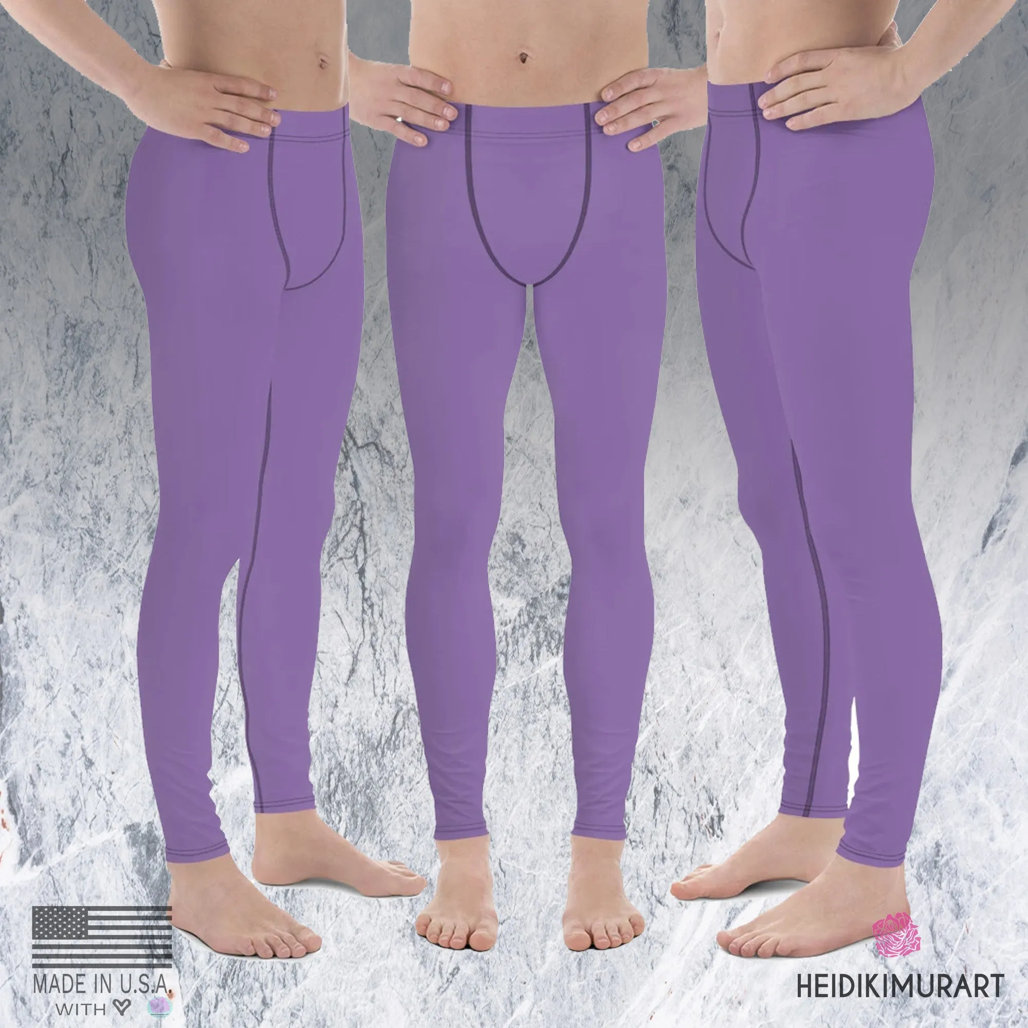 Purple Solid Color Best Meggings, Premium Designer Men's Leggings Men Tights Pants -Made in USA/EU