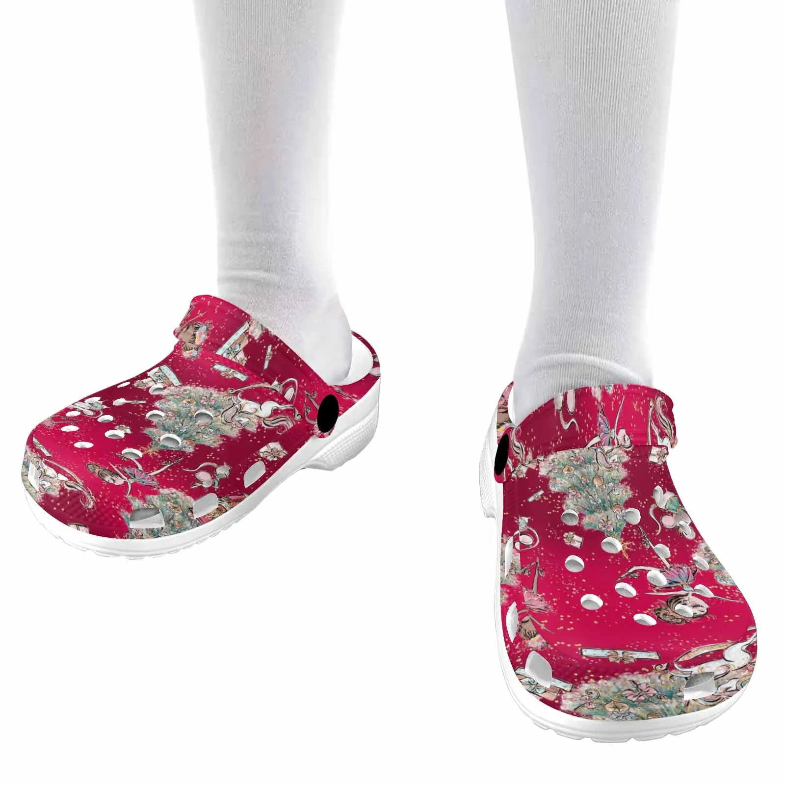 Red Christmas  Custom Print Kids Clogs