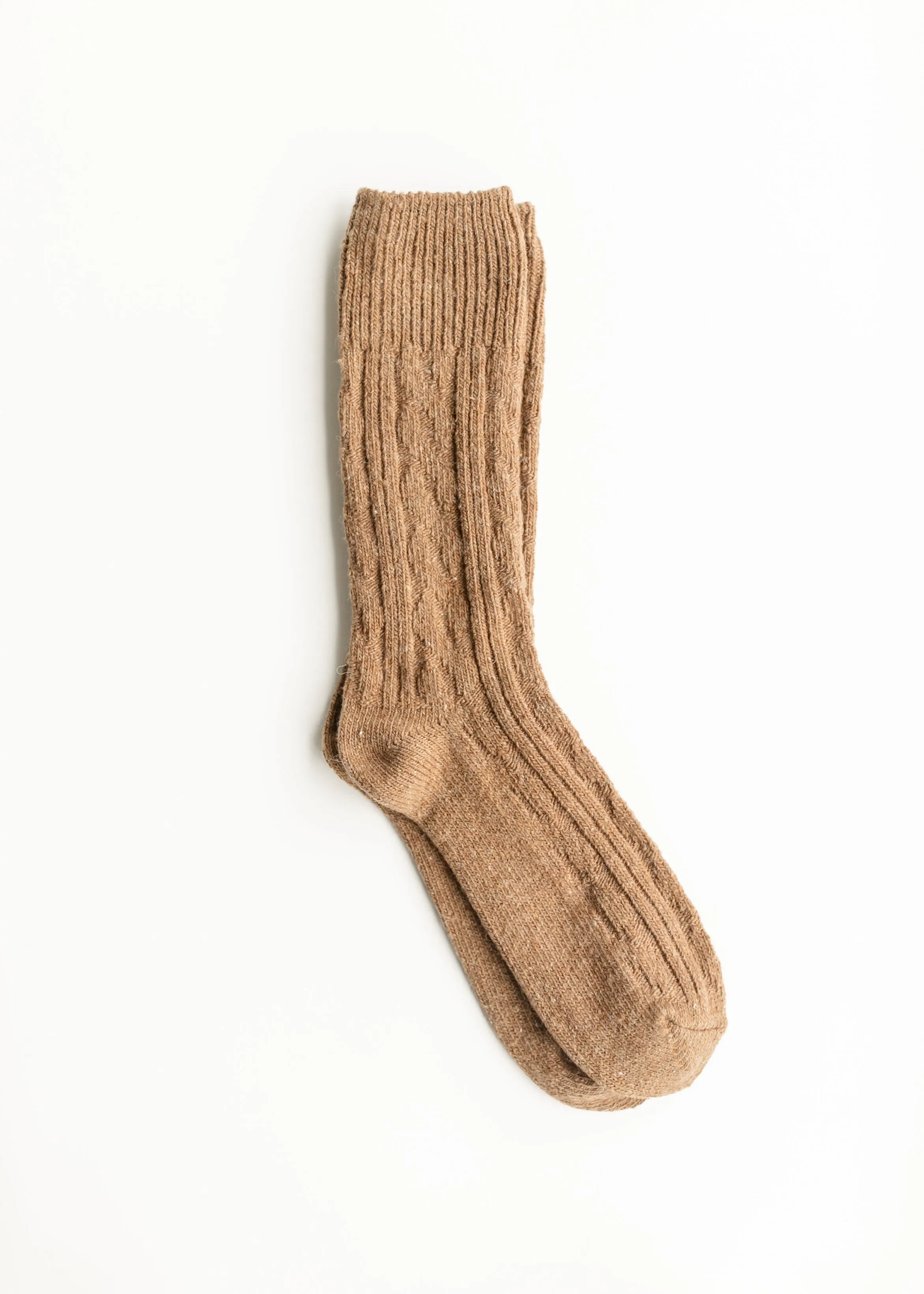 Rib Knitted Wool Blend Crew Socks