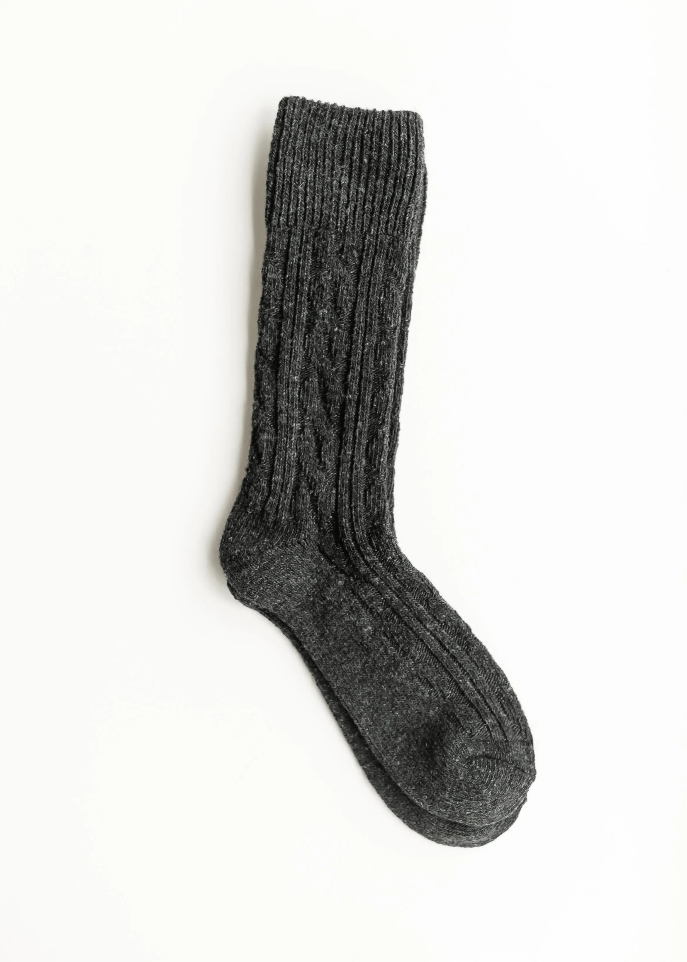 Rib Knitted Wool Blend Crew Socks