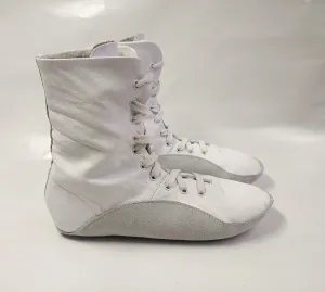 SAMPLE SALE - White Tightrope Boots w/ GREY Soles UK 2