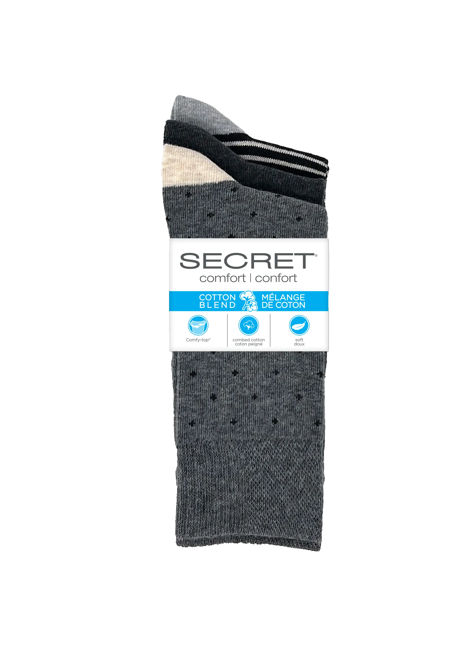 SECRET® Comfort Cotton Fashion Crew - 3 Pairs