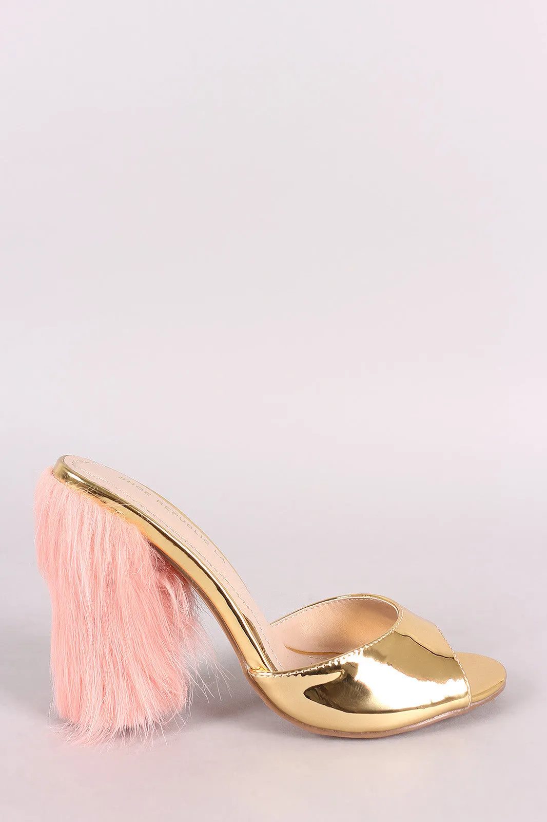 Shoe Republic LA Metallic Fur Accent Heel