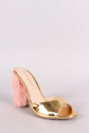 Shoe Republic LA Metallic Fur Accent Heel