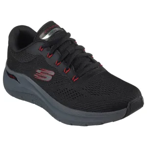 Skechers 232700 Arch Fit 2.0 Mens Black & Red Textile Vegan Lace Up Trainers