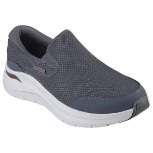 Skechers 232706 Arch Fit 2.0 - Vallo Mens Charcoal Leather & Textile Vegan Slip On Trainers