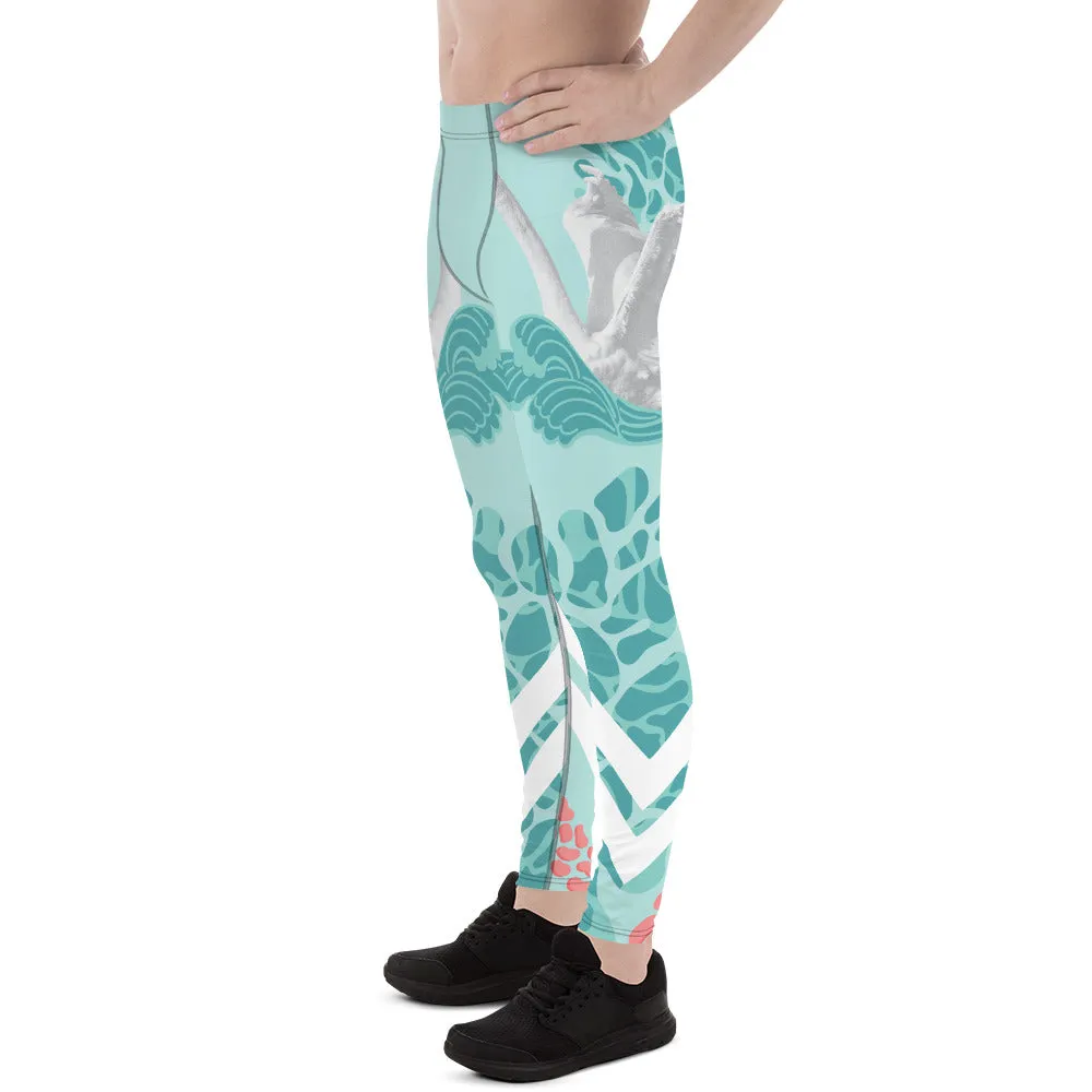 Swan Light Blue Meggings, Men's Leggings Tights Pants-Made in USA/EU (US Size: XS-3XL)